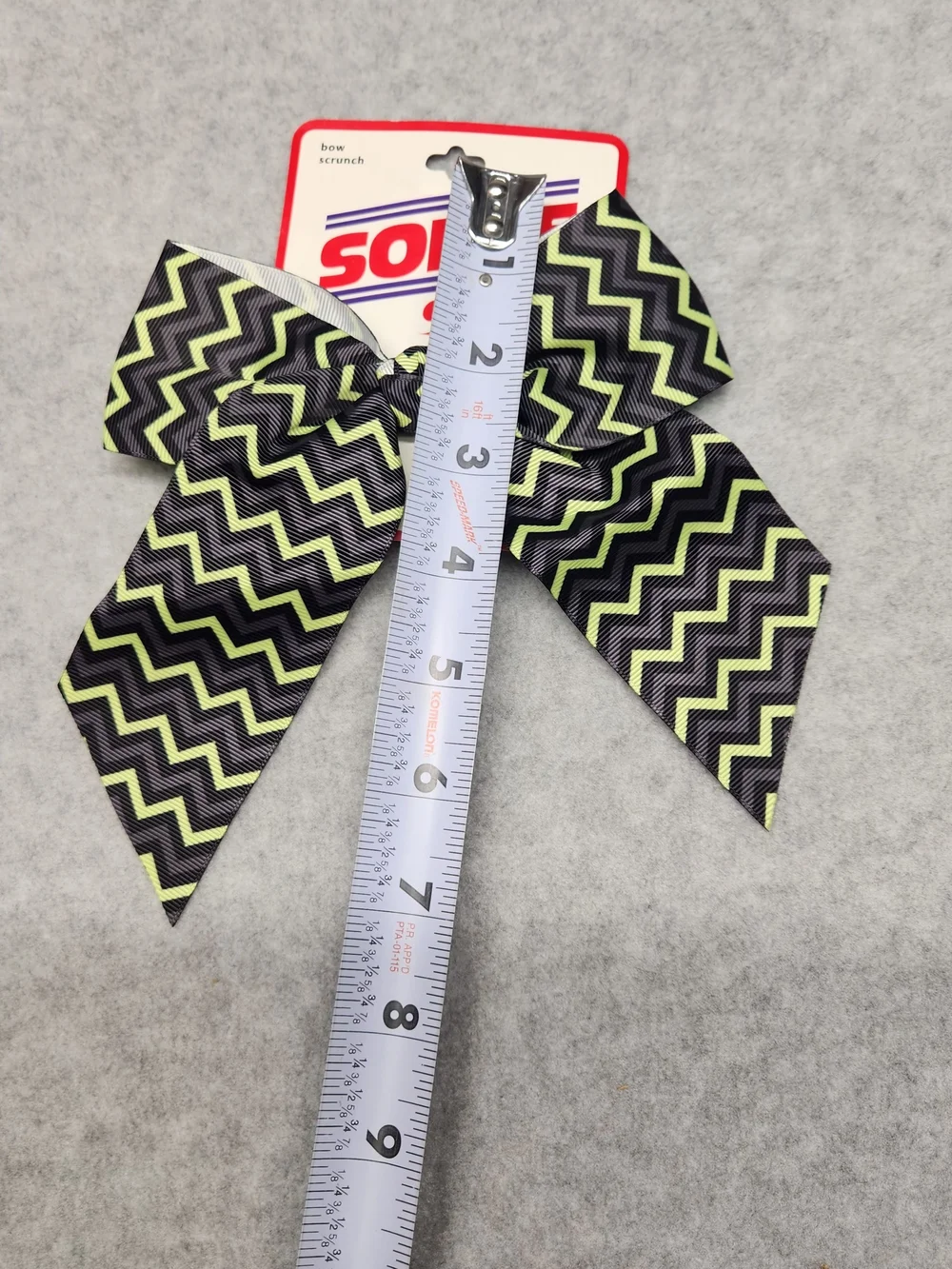 3 Pack-Soffe Black & Lime Zigzag Hair Bow